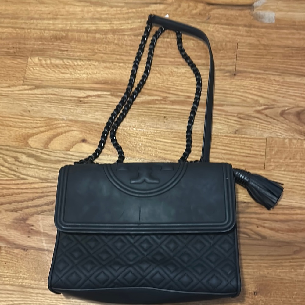 Tory Burch Matte Black Quilted Shoulder Bag